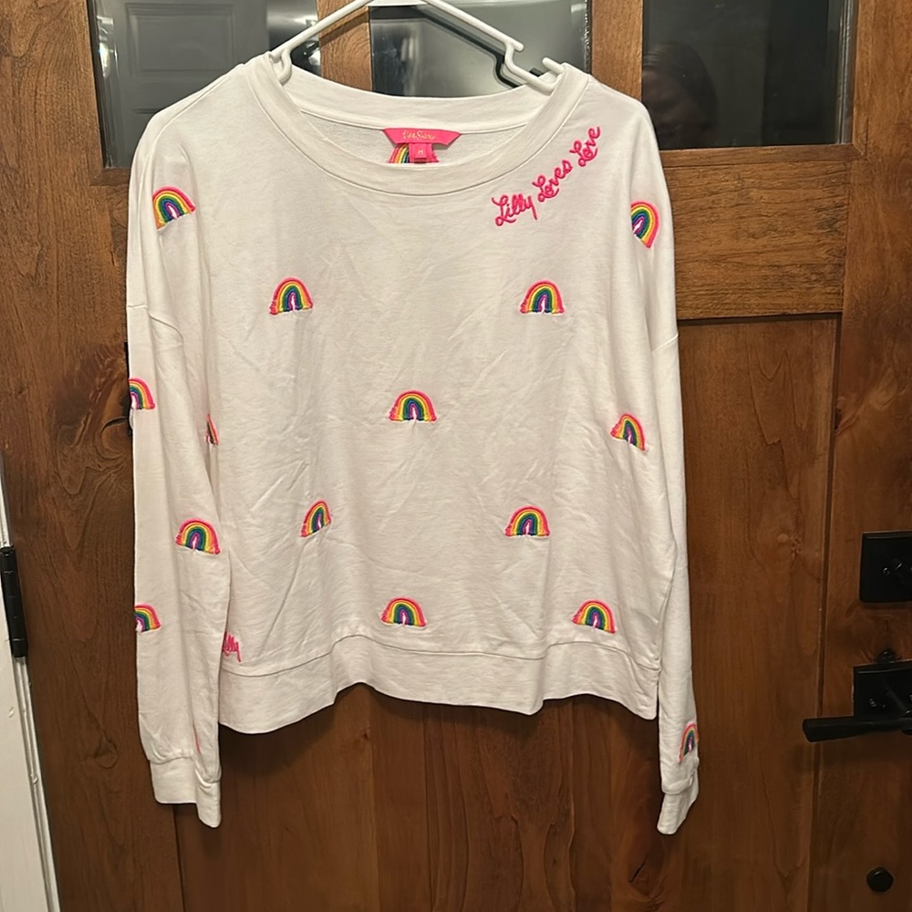 Embroidered rainbow long sleeve top